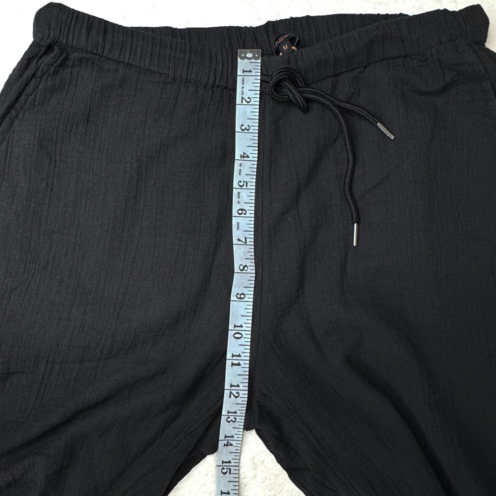 Quince Womens M Organic Cotton Gauze Straight Leg Pants Black NWT Drawstring - Picture 11 of 12